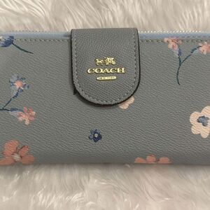 Coach Blue Floral Print Wallet